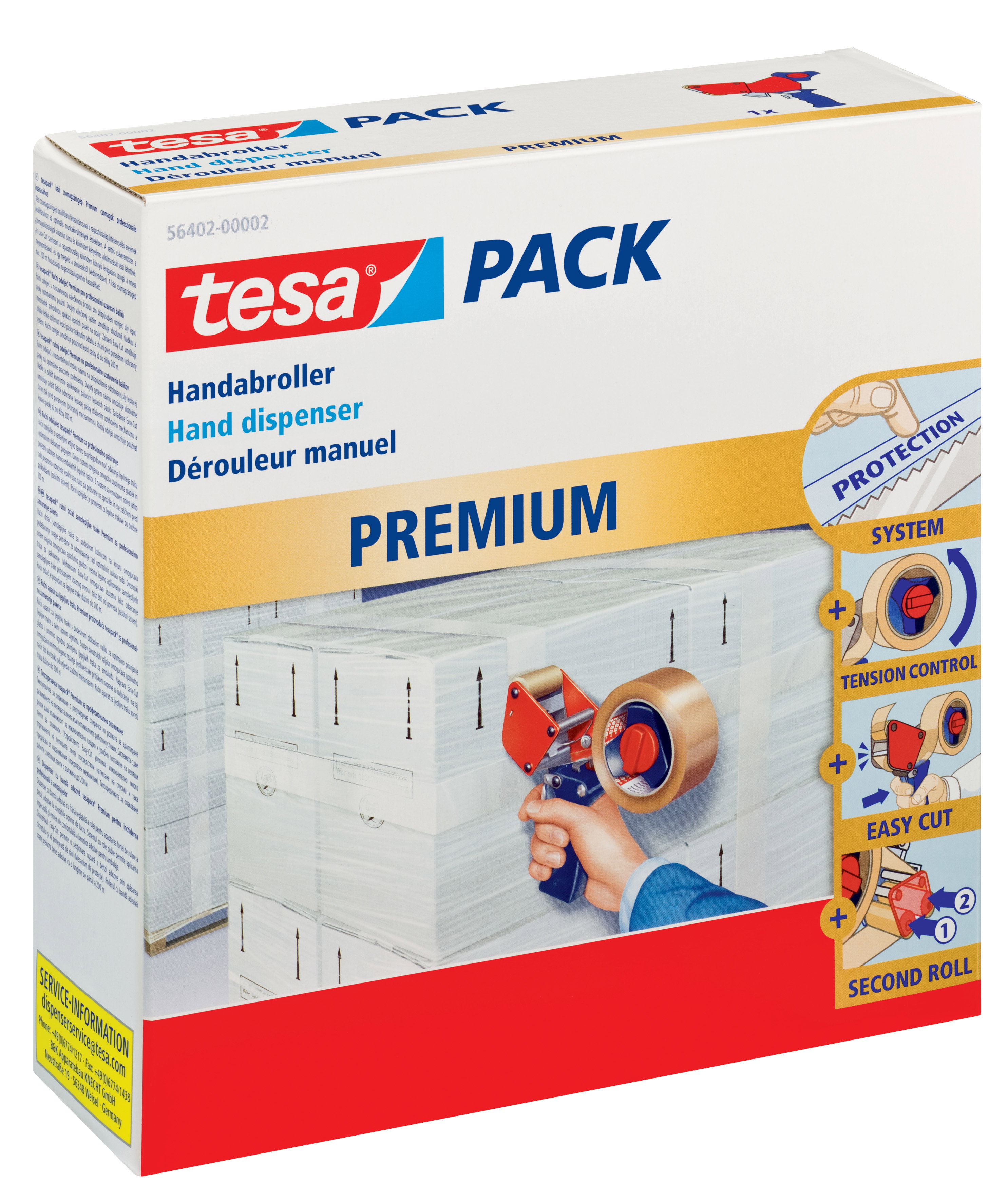 Handabroller Packband Tesa 56402 bis 50mmx60m rot/blau