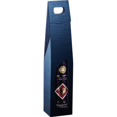 Geschenktragekarton 9x36x9cm blau Mit Sichtfenster, Für Eine Flasche
