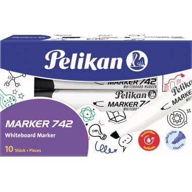 Whiteboardmarker Pelikan 742 F schwarz 2-5mm, Keilspitze