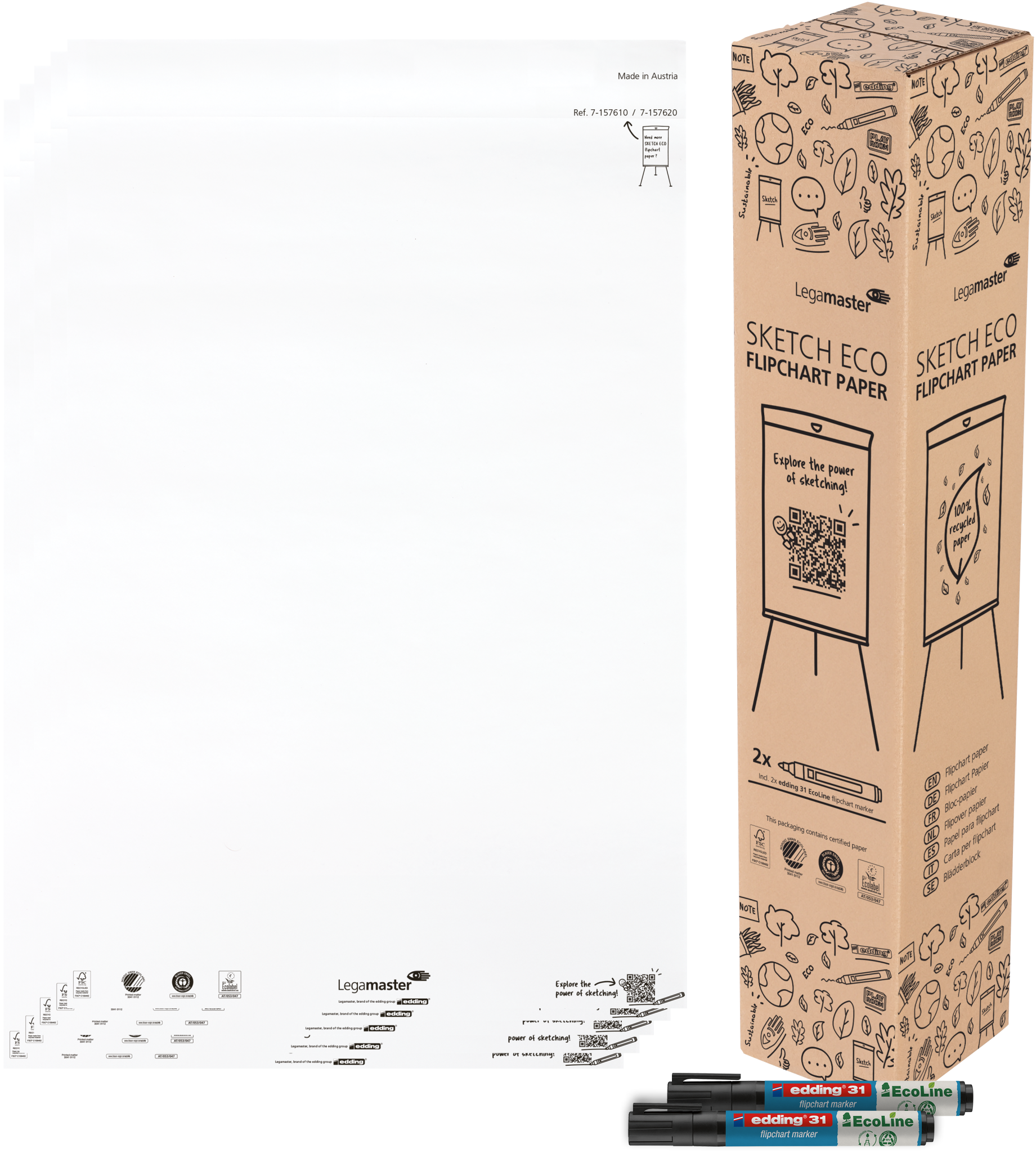 Flipchartblock Legamaster 157610 blanko weiß Rc 20 Blatt