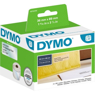 Etikett Dymo 99013 36x89mm transparent Lw S0722410 f. Labelwriter