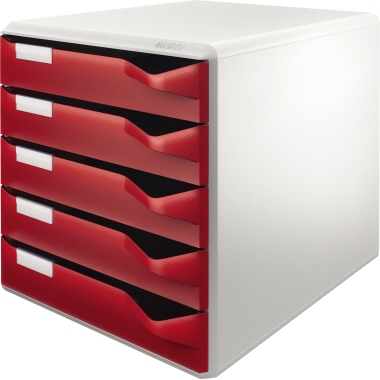 Postset Leitz 5280 bordeaux Gehäuse Grau, Mit 5 Schubladen