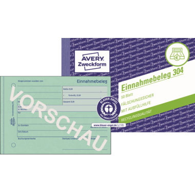 Einnahmebeleg Zweckf. 304 A6 quer 