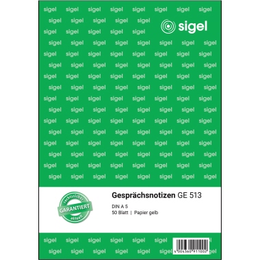 Gesprächsnotiz Sigel GE513 A5 Gelb 50bl