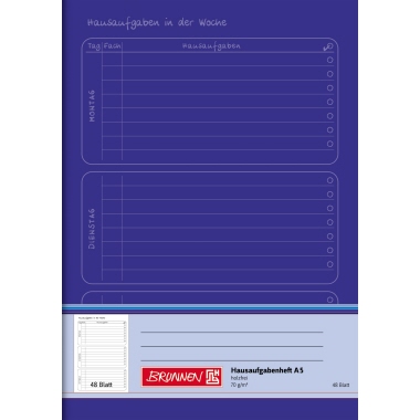 Aufgabenheft BRUNNEN 1046814 A5 liniert 48 Blatt, Fadenheftung