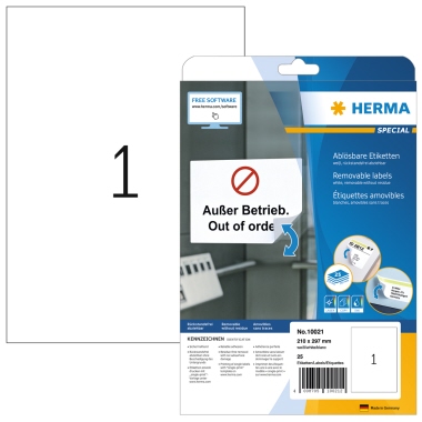 Etikett Herma 10021 210x297mm weiß Movables