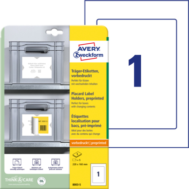 Etikett Avery Zweckform 8003-5 220x160mm weiß 5 Bl.