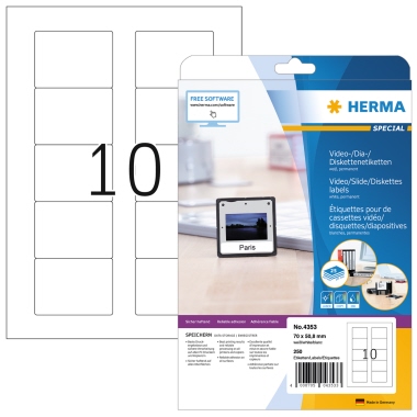 Etikett Herma 4353 70x50,8mm weiß Ilaser- U. Kopier Disketten