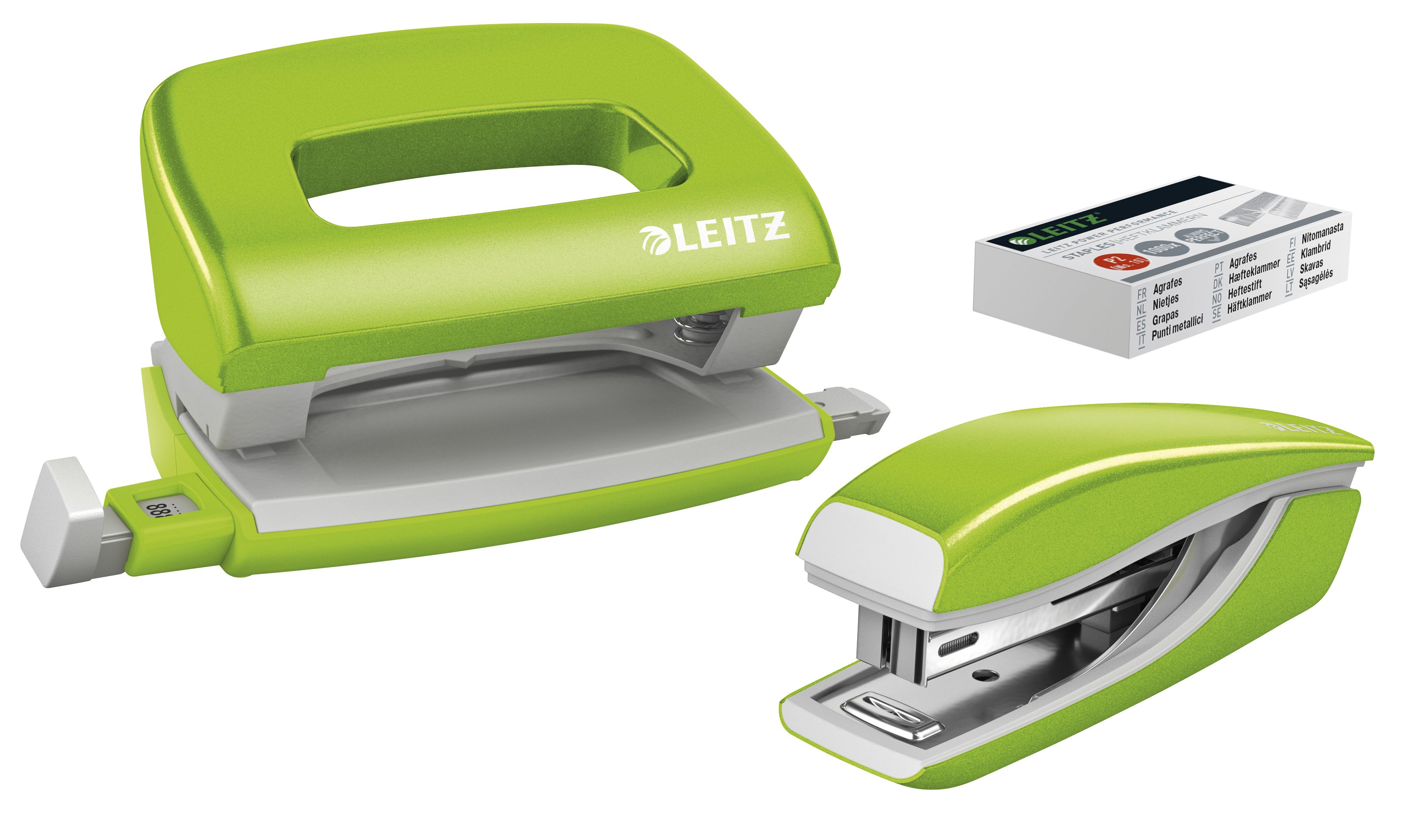 Schreibtischset Leitz 5561 mini grün Heftgerät + Locher