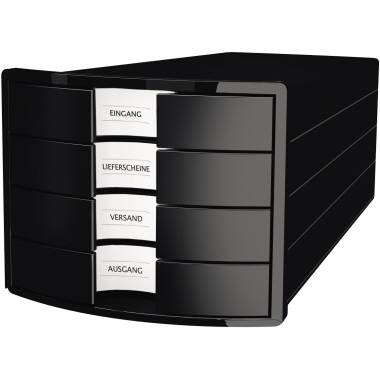 Schubladenbox HAN 1012 C4 4F schwarz Impuls Din C4 4er schwarz geschlossen