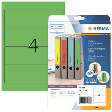 Rückenschild Herma 5099 PC grün Kurz/breit, Selbstklebend