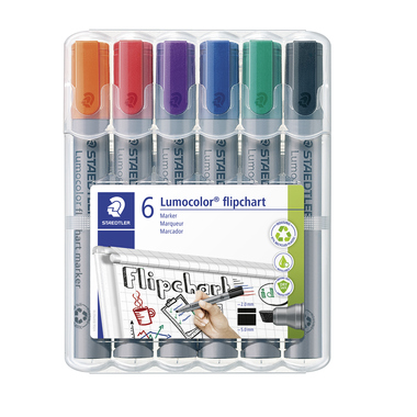 Flipchartmarker Staedtler 356BWP6 6er Etui, Lumocolor, Keilspitze 2-5mm