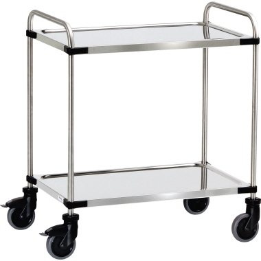 Etagenwagen Fetra 5036 silber Edelstahl 120kg, 2 Böden