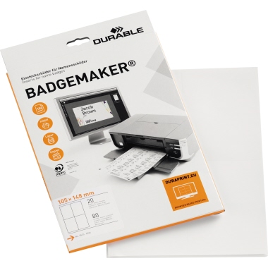 Einsteckschild DURABLE 1420 BADGEMAKER 105x148mm 80 Stück