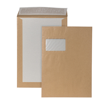 Versandt. C4 mF 120g PRW HK braun 229x324mm, Mit Fenster, Papprückwand, Ha