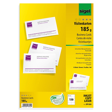Visitenkarten Sigel DP830 hochweiß 185g 