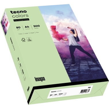 Kopierp. tecno colors A4 80g mittelgrün 500 Bl./Pack.