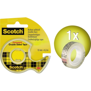 Klebeband Scotch 665H1263 im Abroller doppelseitig 12mmX6,3m