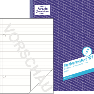 Durchschreibbuch Zweckf. 905 A4 2x50Bl. Liniert