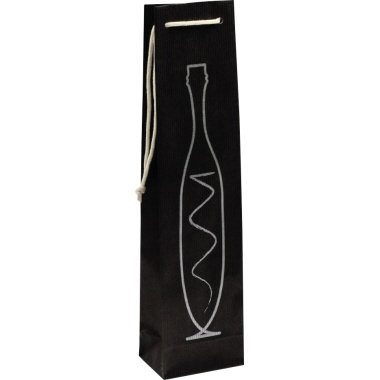 Geschenktragetasche 9,5x38x6,5cm schwarz für eine Flasche