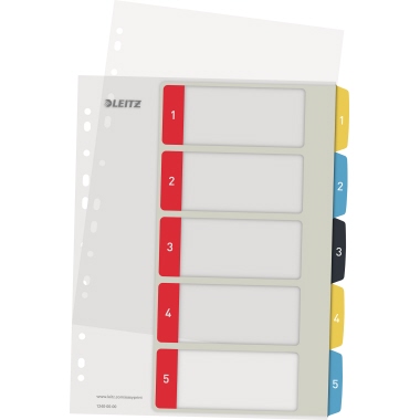 Register Leitz 1240 A4 Maxi 3farbig 1-5 Cosy PC-beschriftbar Pp