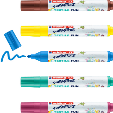 Textilmarker Edding 17 5er Etui Sortiert, 2-3mm Sortiert In 5 Farben, 2-