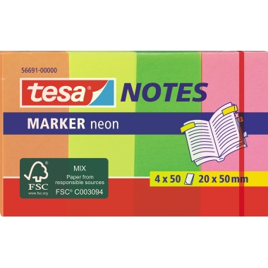 Marker Notes Tesa 56691 4x50 Blatt neon Abmessung: 20mm:50mm