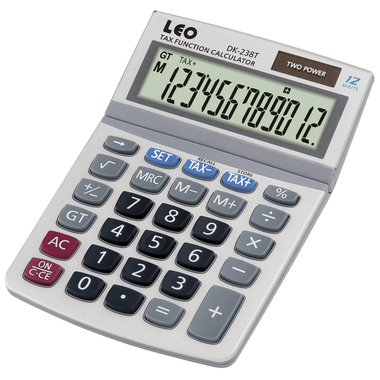 Tischrechner LEO DK-238T 12-stellig Bewegliches Display Solar + Batterie
