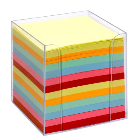 Zettelbox 9x9cm gefüllt farbig 