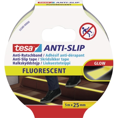 Anti-Rutschband Tesa 55580 fluoreszier. Fluoreszierend, 5mx25mm