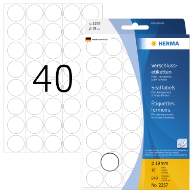 Etikett HERMA 2257 Ø-19mm transparent Markierungspunkte 640 St.