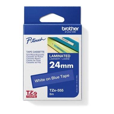 Schriftband Brother TZe-555 blau/weiß 24mm x 8m