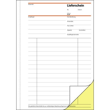 Lieferschein Sigel SD011 A5 2x40Bl Mit Empfangsschein