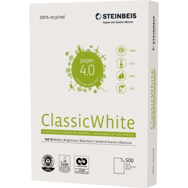 Kopierp. Steinbeis No.1 A4 80g rec gel ClassicWhite, Cie 55er Weiße, 2f Gelocht