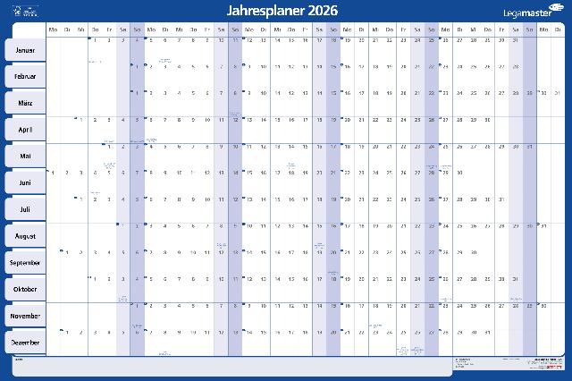 Jahresplaner Legamaster 420221 Karton 60x90cm gerollt folienkaschiert