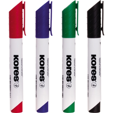 Boardmarkerset Kores M20865 Keilspitze Schwarz,blau,grün,rot, Inkl. Schwamm