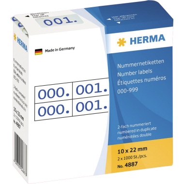 Nummernetiketten Herma 4887 0-999 doppelt, blau/schwarz