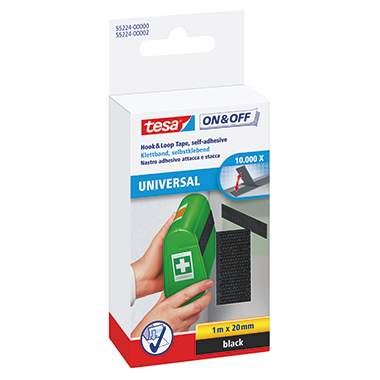 Klettband Tesa 55224 20mmx1m schwarz On& Off