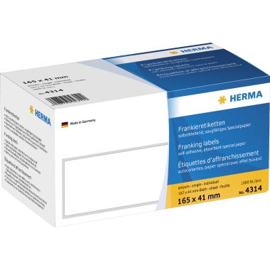 Etikett Herma 4314 165x41mm weiß Frankier