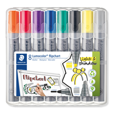Flipchartmarker Staedtler 356SWP8 8er Etui Lumocolor 2-5mm Rundspitze