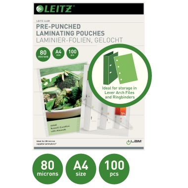 Folientasche Leitz 16918 A4 80mic glänzend Eva Abheftstreifen