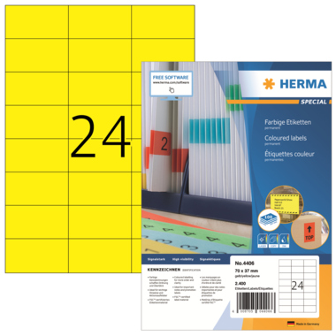 Etikett Herma 4406 70,0x37,0 gelb Inkjet-, Laser- U. Kopier