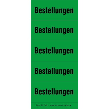 Inhaltsschilder Bestellungen grün 