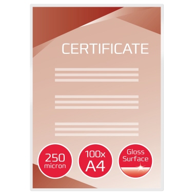 Folientasche GBC A4 216X303mm 250my glänzend 100 St/Pack Polyester