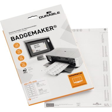 Einsteckschild Durable 1454 40x75mm Badgemaker, Abgerundete Ecken