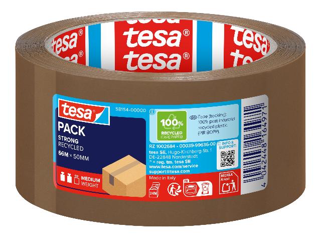 Packband Tesa 58154 66mx50mm braun Aus 100 % Recyceltem Kunststoff (pp)