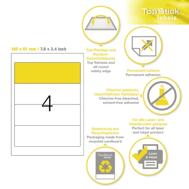 Rückenschild 8722 breit/kurz selbstklebend weiß TopStick 400 St. Rückenschild 8722 breit/kurz selbstklebend weiß TopStick 400 St.