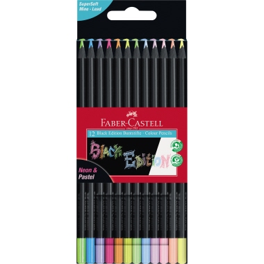 Farbstift Castell Black Edition 12er Etui, neon und pastell
