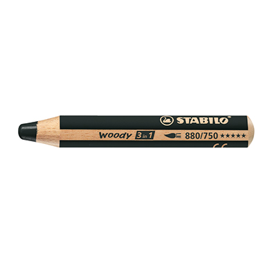 Farbstift Stabilo Woody 880 schwarz 3 In 1, Buntstift, Wassermalfarbe