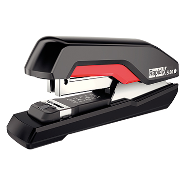 Heftgerät Leitz 5000544 S50 schwarz/rot 50 Blatt, Supreme, Flat Clinch, Halfstr.